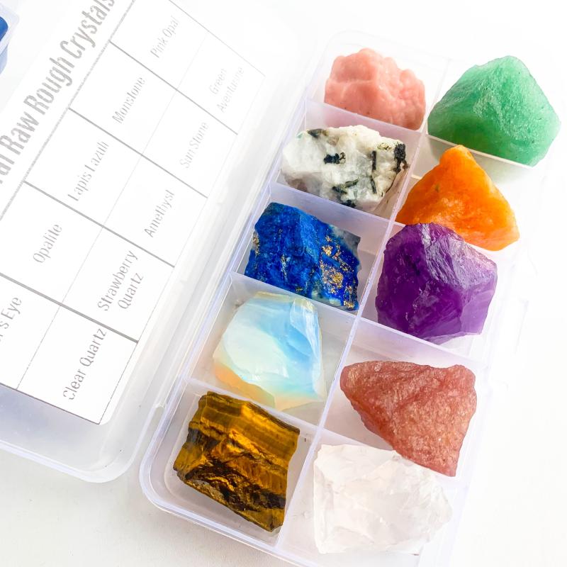 10pcs Natural Crystals Set - Large Gemstones in Boxes - Great for Gifts