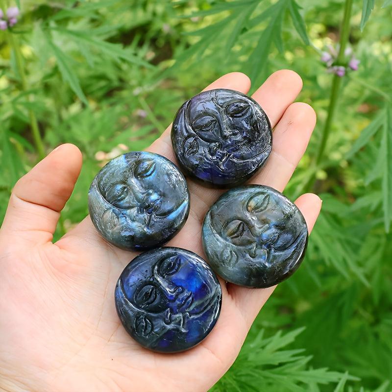 Labradorite Sun Moon Face Quartz Stone Mineral Specimen Home Decor Gift