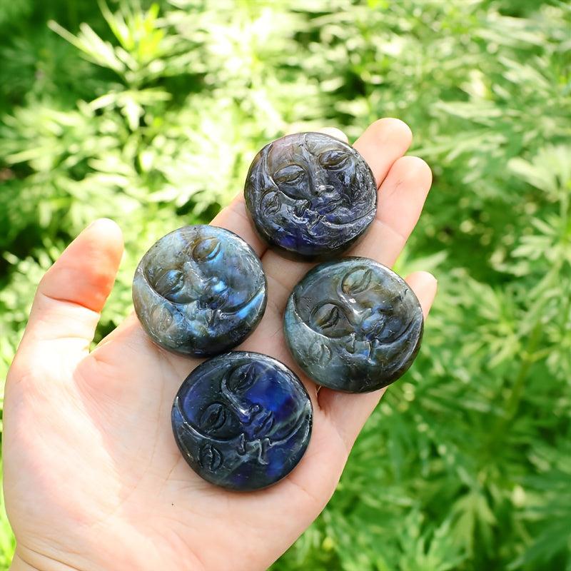 Labradorite Sun Moon Face Quartz Stone Mineral Specimen Home Decor Gift