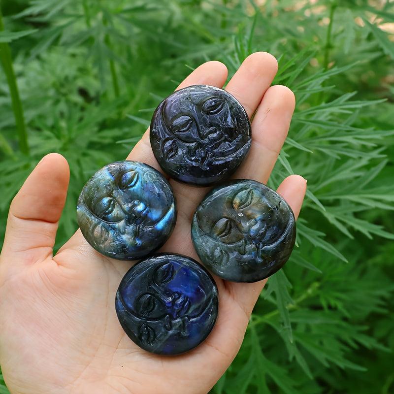 Labradorite Sun Moon Face Quartz Stone Mineral Specimen Home Decor Gift