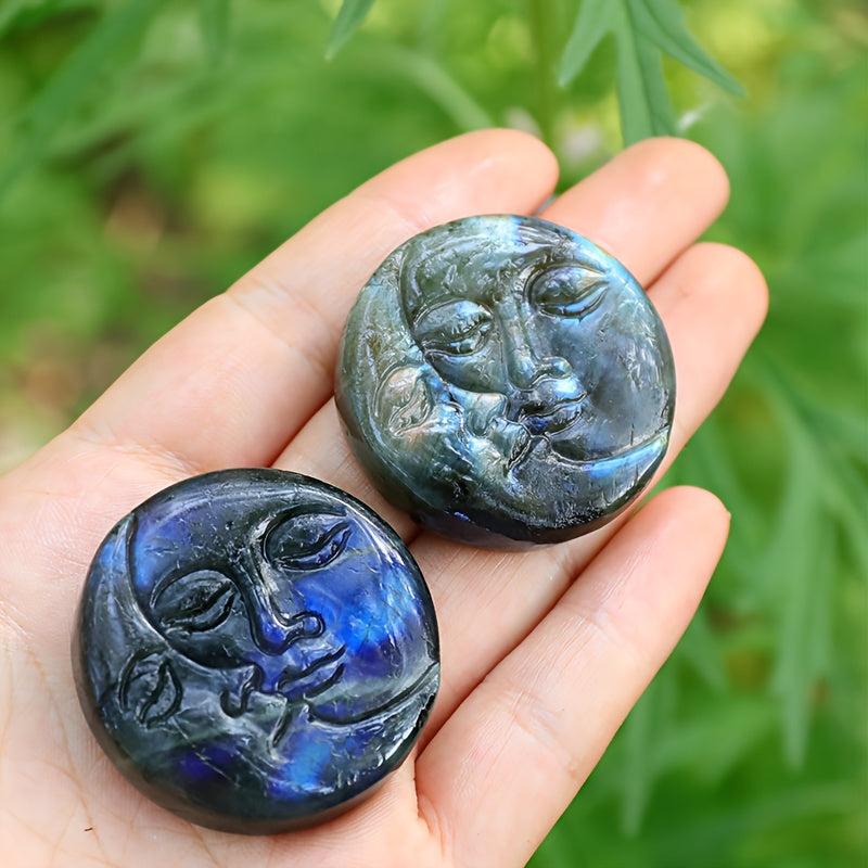 Labradorite Sun Moon Face Quartz Stone Mineral Specimen Home Decor Gift