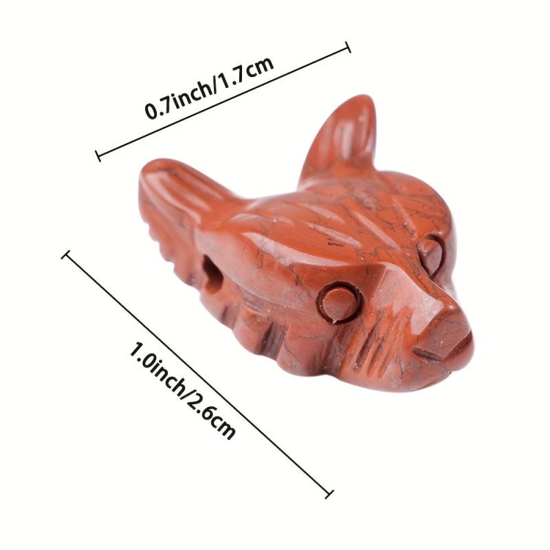 Natural Stone Wolf Head Pendant Animal Carving for Couples
