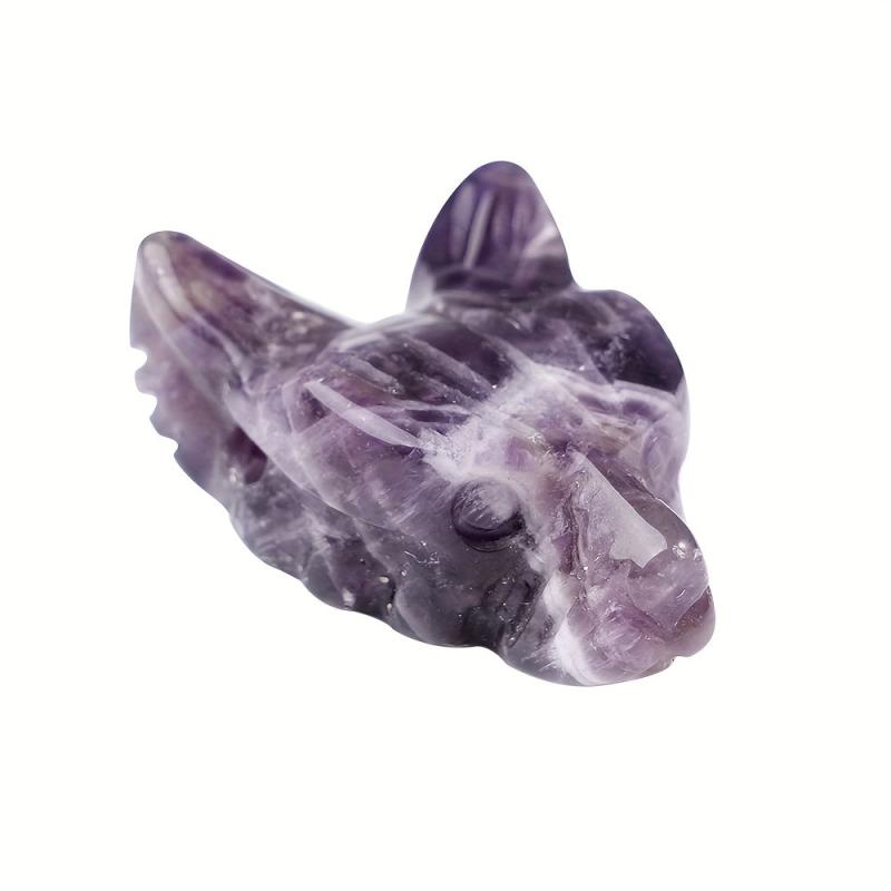 Natural Stone Wolf Head Pendant Animal Carving for Couples