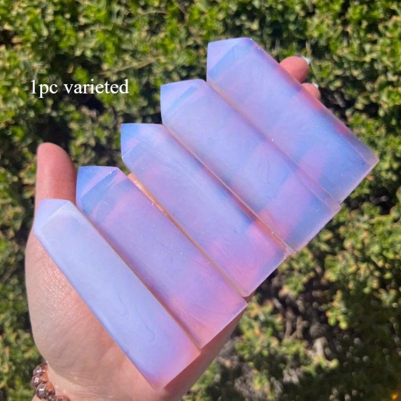 Artificial Rose Quartz Crystal Obelisk Cone Pastel Pink to Lavender Gradient