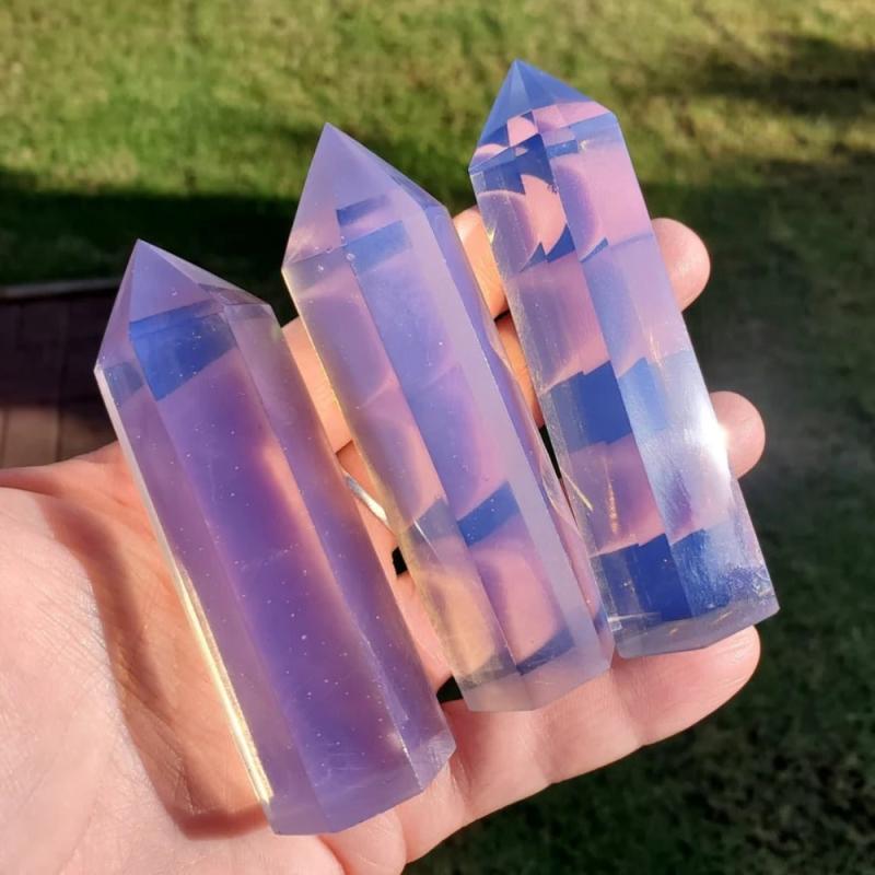 Artificial Rose Quartz Crystal Obelisk Cone Pastel Pink to Lavender Gradient