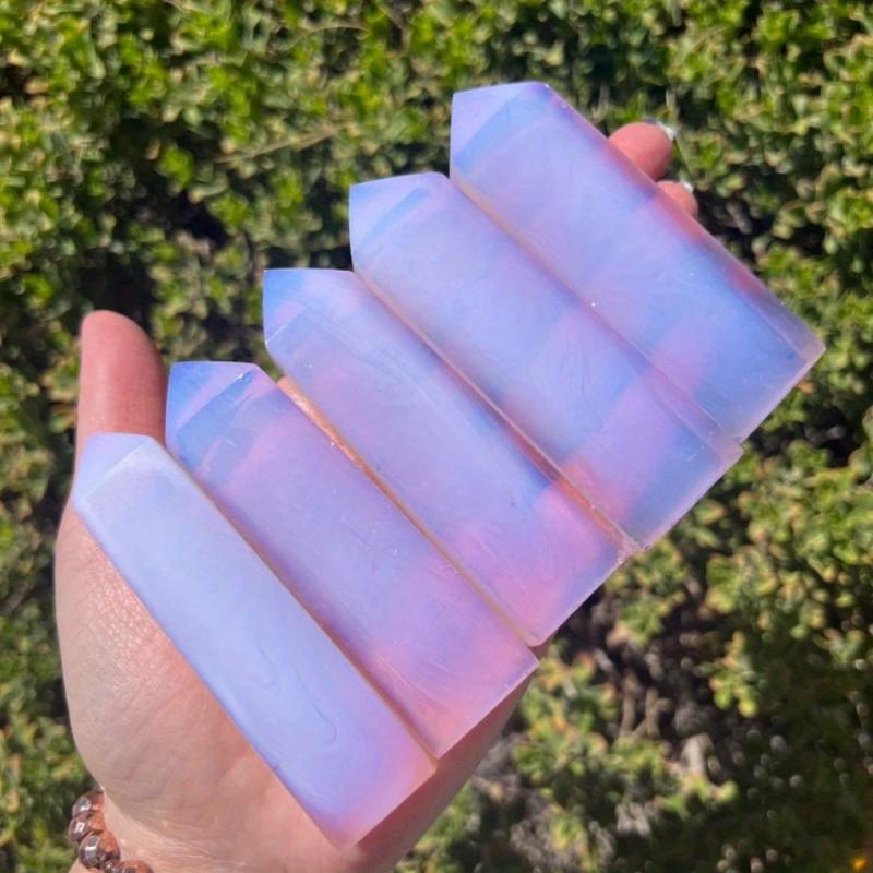 Artificial Rose Quartz Crystal Obelisk Cone Pastel Pink to Lavender Gradient