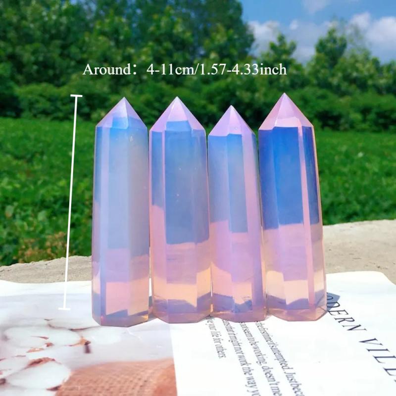 Artificial Rose Quartz Crystal Obelisk Cone Pastel Pink to Lavender Gradient