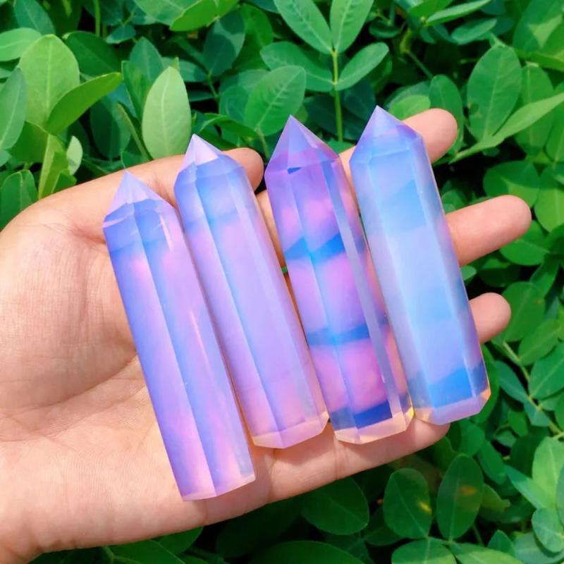 Artificial Rose Quartz Crystal Obelisk Cone Pastel Pink to Lavender Gradient