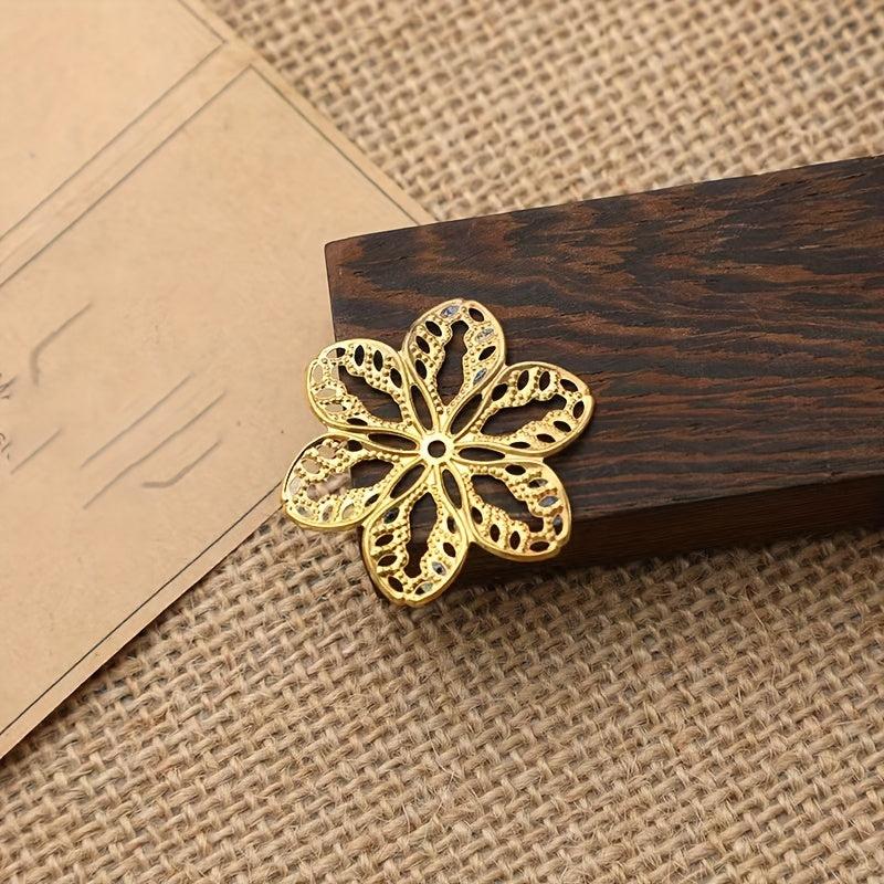 110pcs Golden Metal Flower Charms for DIY Crafts