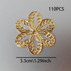 110pcs Golden Metal Flower Charms for DIY Crafts