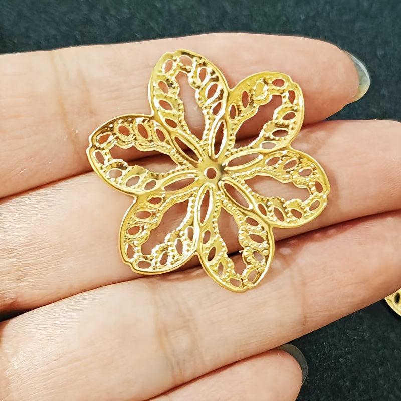 110pcs Golden Metal Flower Charms for DIY Crafts