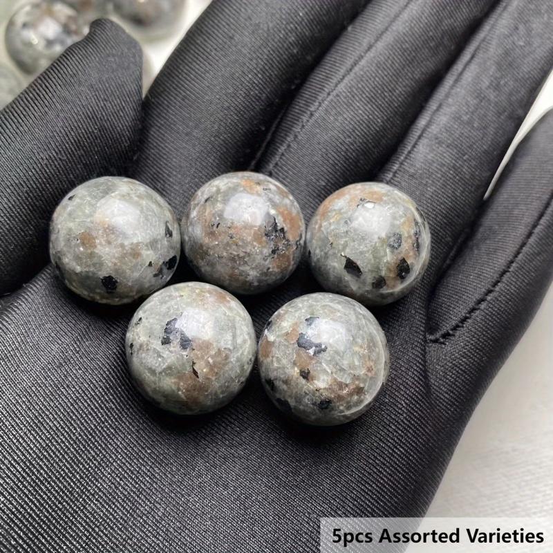 5pcs Yooperlite Spheres Polished Natural Stone UV Fluorescent Home Decor