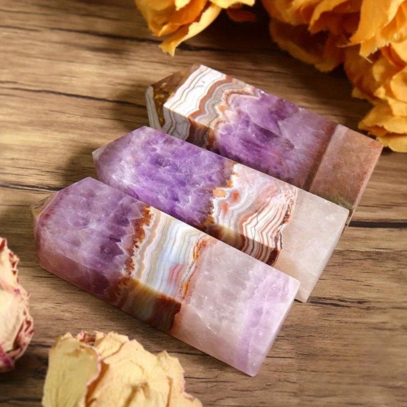 Purple Lace Agate Crystal Tower with Pinkish Brown layers