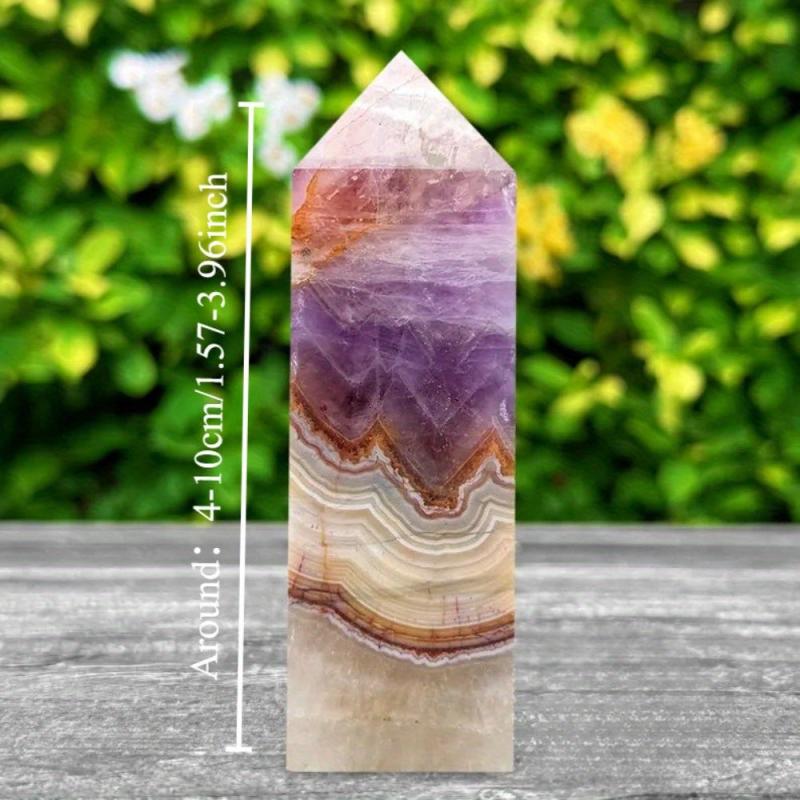 Purple Lace Agate Crystal Tower with Pinkish Brown layers