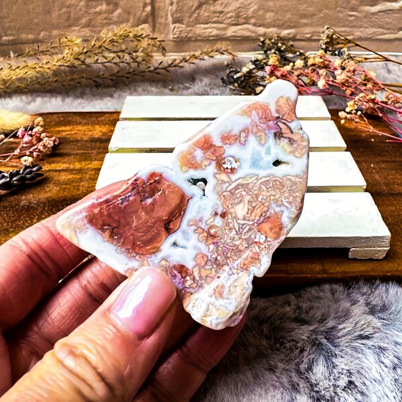 Natural Pink Agate Freeform Stone Irregular Shape Unique Patterns Marbled Pink