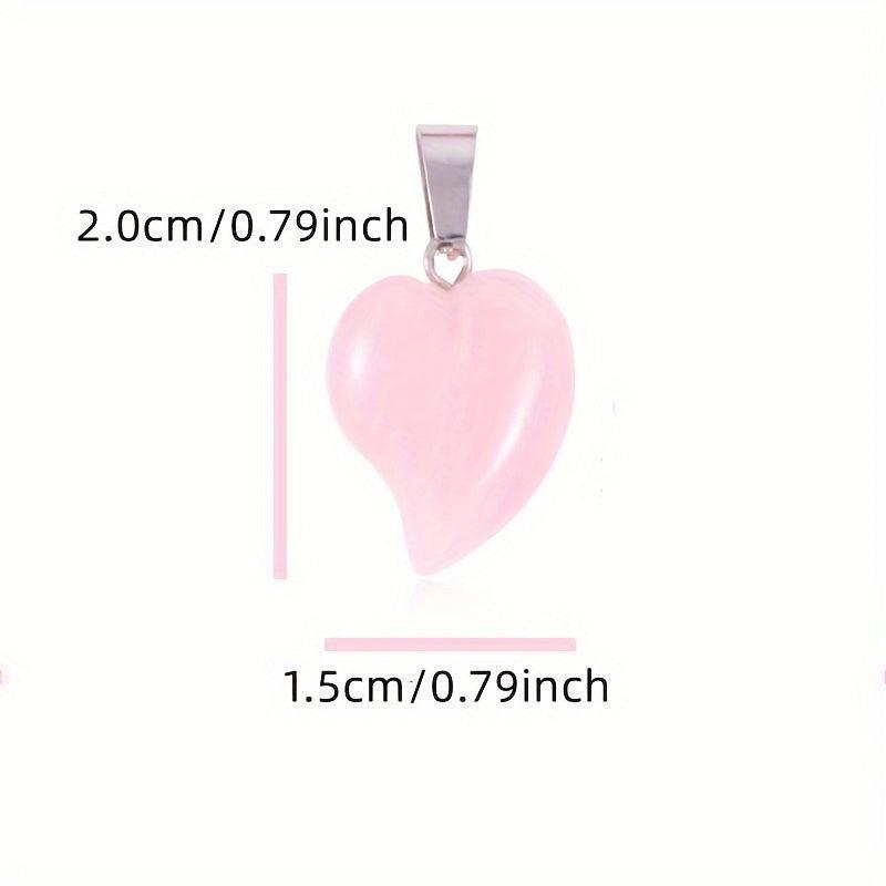 Assorted Heart Stone Bead Pendant Charms 15pcs Jewelry Making Accessories