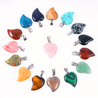 Assorted Heart Stone Bead Pendant Charms 15pcs Jewelry Making Accessories