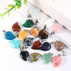 Assorted Heart Stone Bead Pendant Charms 15pcs Jewelry Making Accessories