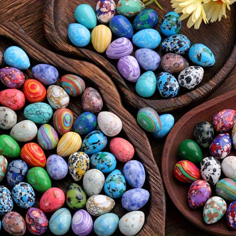 35pcs Natural Stone Easter Eggs Carved Polished Mineral Eggs Jewelry Decoration