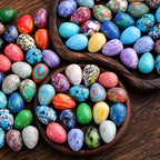 35pcs Natural Stone Easter Eggs Carved Polished Mineral Eggs Jewelry Decoration