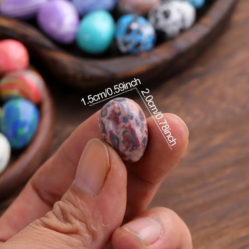 35pcs Natural Stone Easter Eggs Carved Polished Mineral Eggs Jewelry Decoration