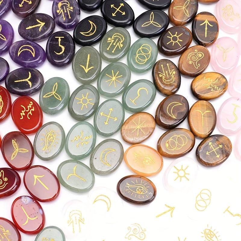 13-Piece Natural Stone Carvings Set for Bohemian Witch Decor