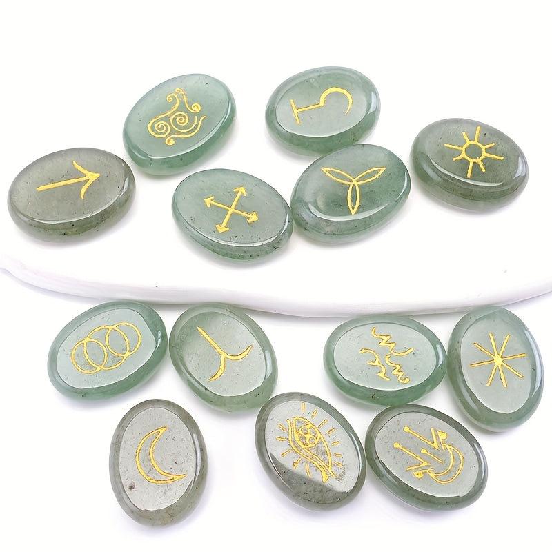 13-Piece Natural Stone Carvings Set for Bohemian Witch Decor