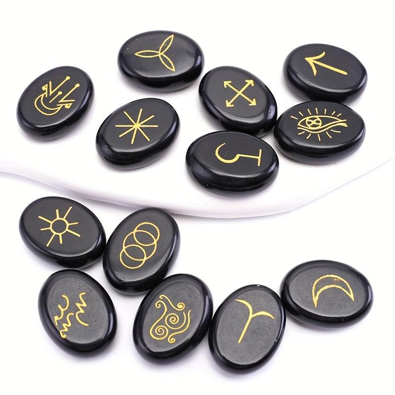 13-Piece Natural Stone Carvings Set for Bohemian Witch Decor