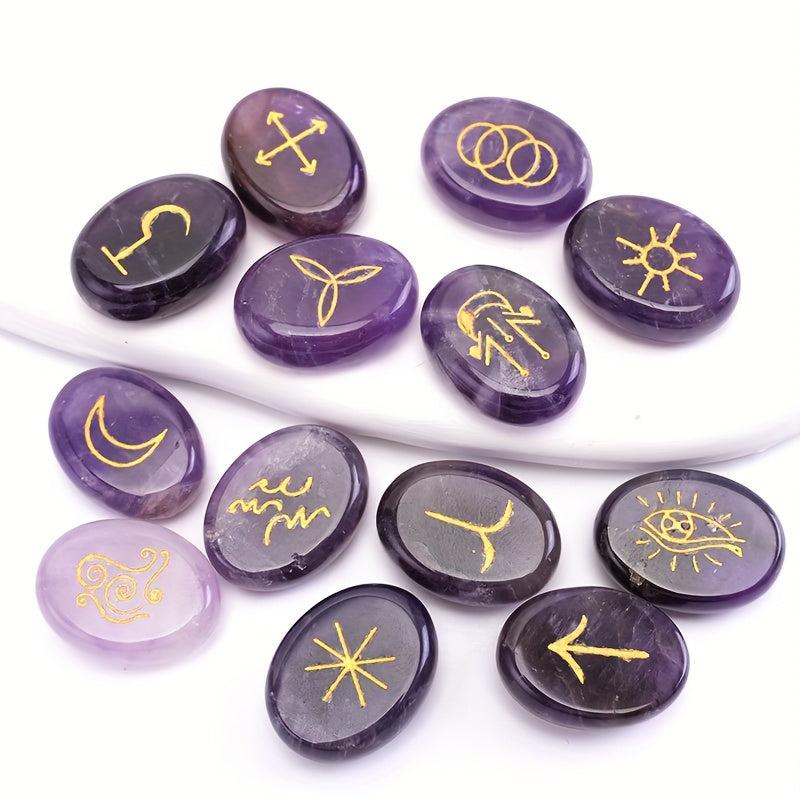 13-Piece Natural Stone Carvings Set for Bohemian Witch Decor