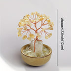 Crystal Raw Stone Golden Thread Tree & Crushed Stone Bowl