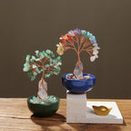 Crystal Raw Stone Golden Thread Tree & Crushed Stone Bowl