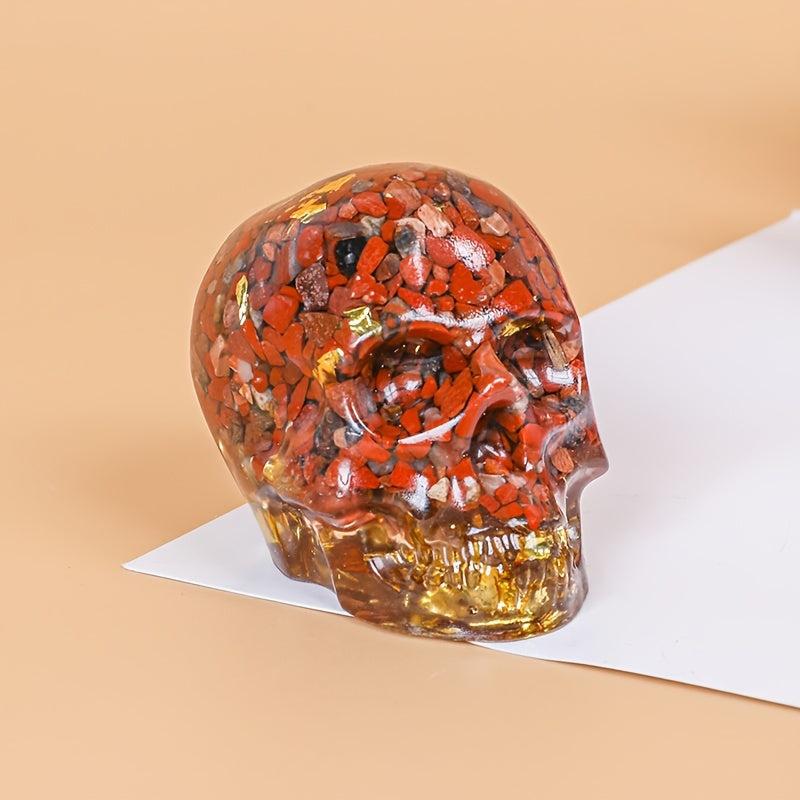 Bohemian Style Crystal Resin Skull Carved Skull Desk Ornament Home Decor
