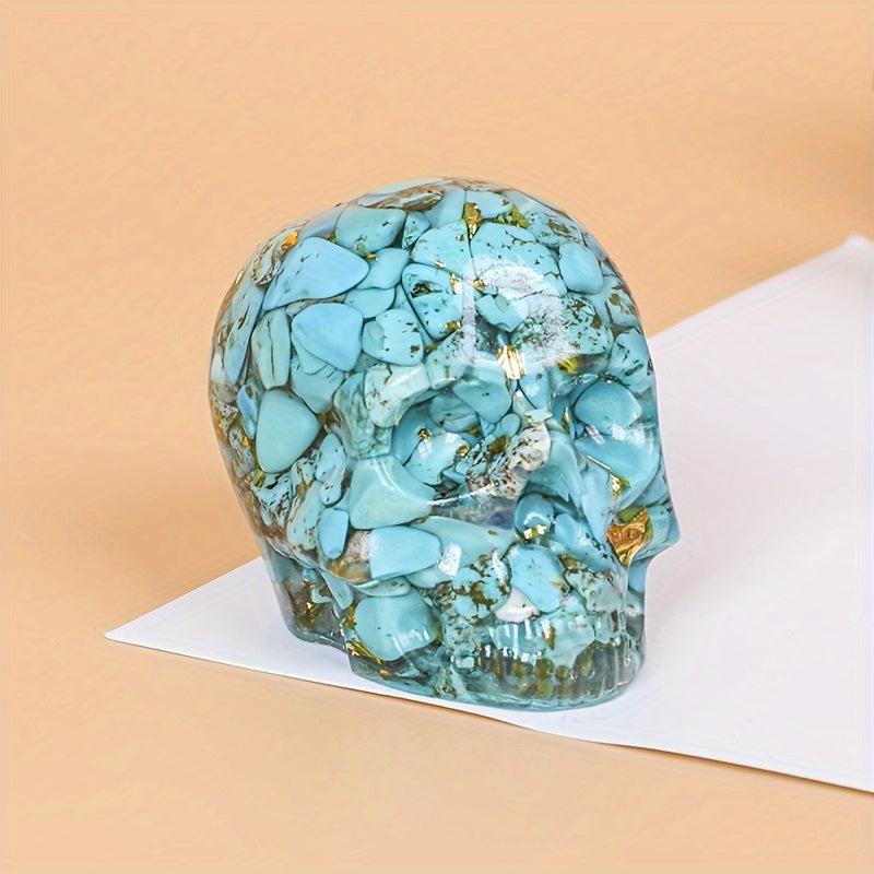 Bohemian Style Crystal Resin Skull Carved Skull Desk Ornament Home Decor