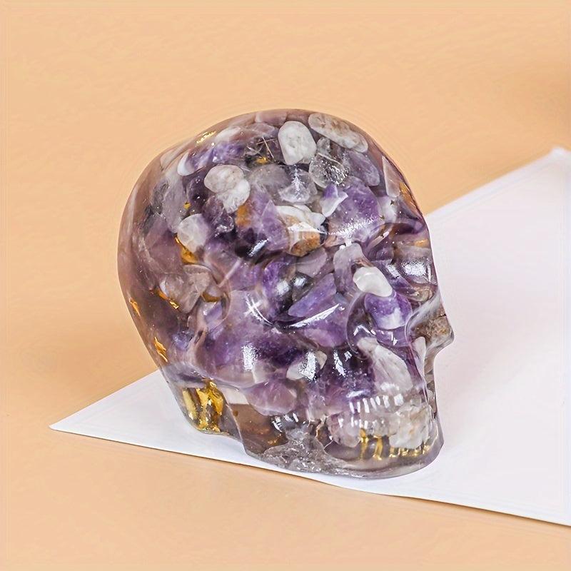 Bohemian Style Crystal Resin Skull Carved Skull Desk Ornament Home Decor