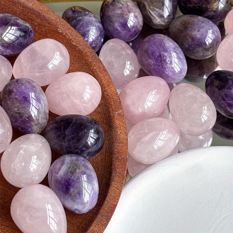 10pcs Polished Crystal & Rose Quartz Gemstones for DIY Jewelry Making