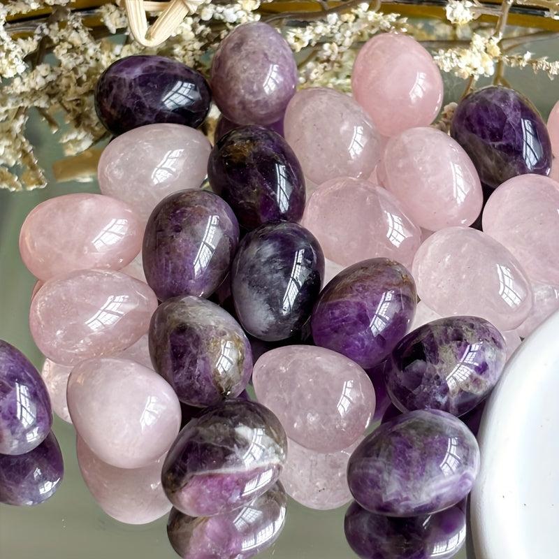 10pcs Polished Crystal & Rose Quartz Gemstones for DIY Jewelry Making