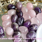 10pcs Polished Crystal & Rose Quartz Gemstones for DIY Jewelry Making