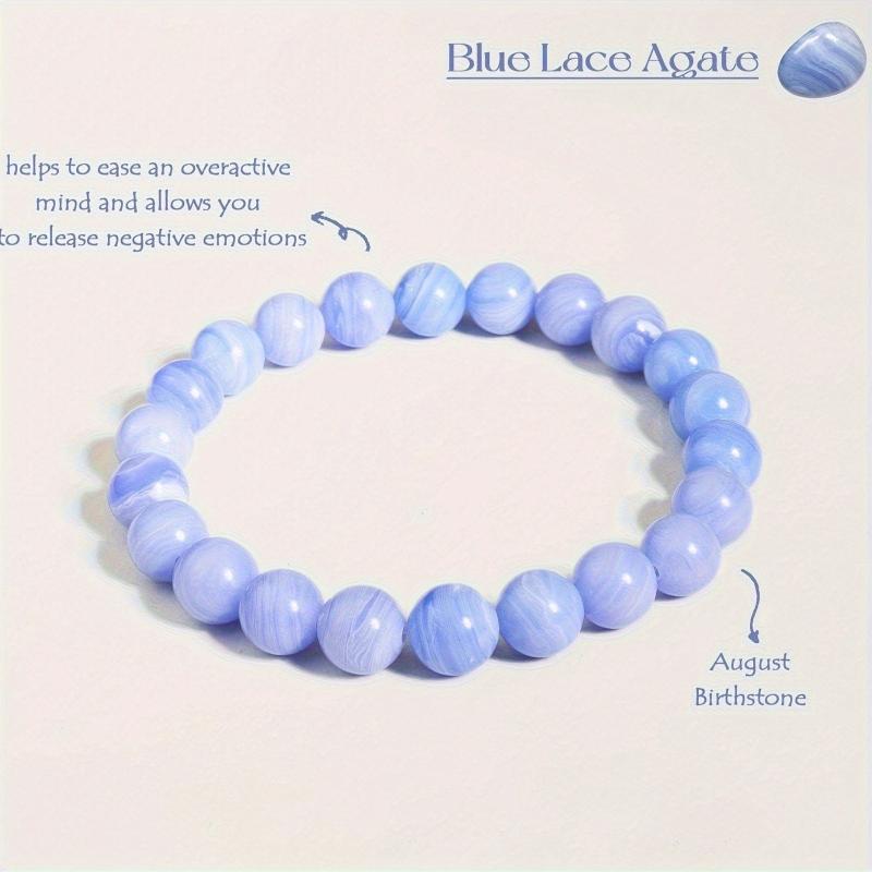 8mm Natural Lace Agate Beaded Hand Chain for Peace & Clarity of Mind