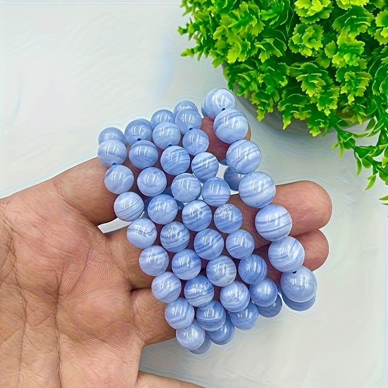 8mm Natural Lace Agate Beaded Hand Chain for Peace & Clarity of Mind