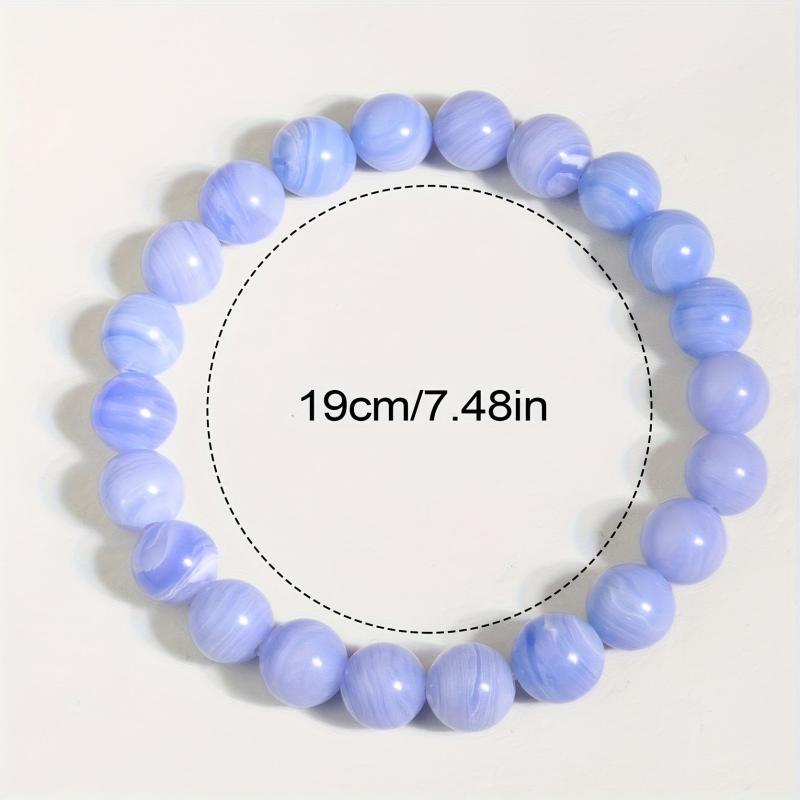 8mm Natural Lace Agate Beaded Hand Chain for Peace & Clarity of Mind