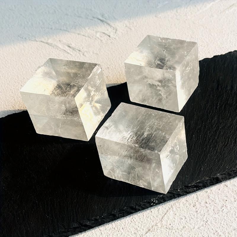 Iceland Spar Clear Calcite Cube Rough Stone Crystal Mineral Specimen