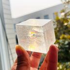 Iceland Spar Clear Calcite Cube Rough Stone Crystal Mineral Specimen