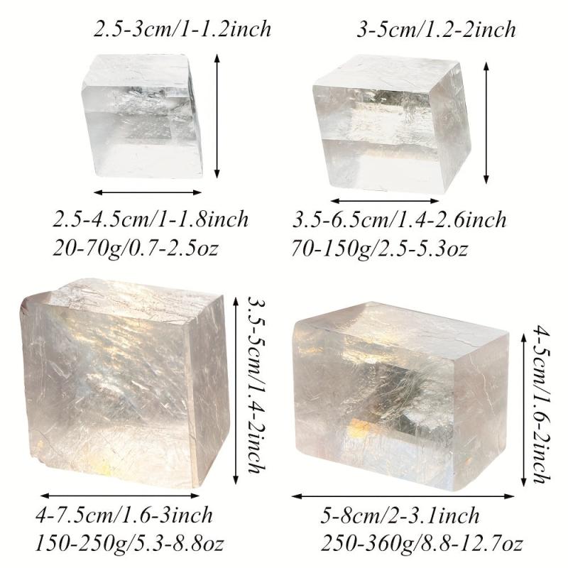 Iceland Spar Clear Calcite Cube Rough Stone Crystal Mineral Specimen