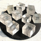 Iceland Spar Clear Calcite Cube Rough Stone Crystal Mineral Specimen