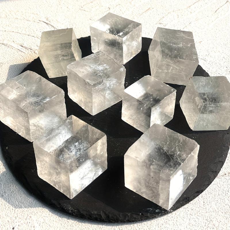 Iceland Spar Clear Calcite Cube Rough Stone Crystal Mineral Specimen