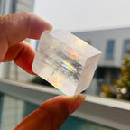 Iceland Spar Clear Calcite Cube Rough Stone Crystal Mineral Specimen