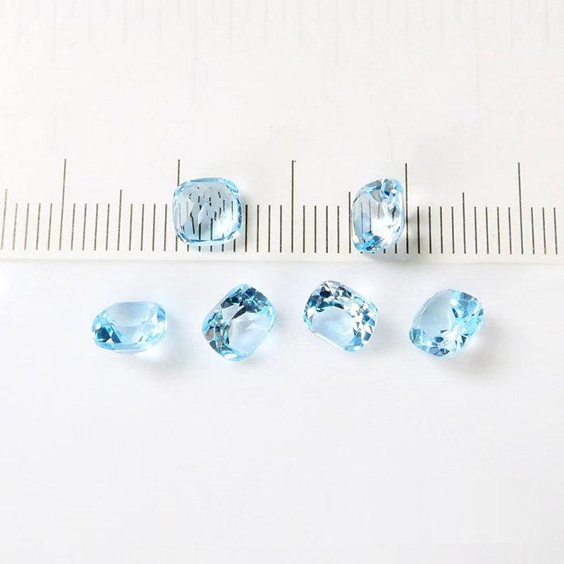 6mm Sky Topaz Square Cushion Cut Stone for Jewelry Making