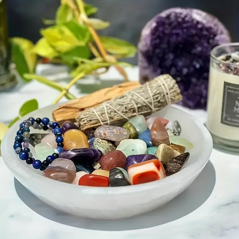 Bohemian Style Selenite Bowl Glossy Finish 1.97 x 4.72 Inches