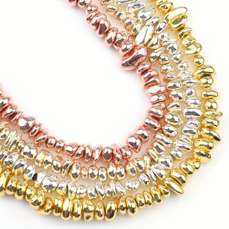 80pcs Golden & Silvery Hematite Beads for Jewelry Making DIY