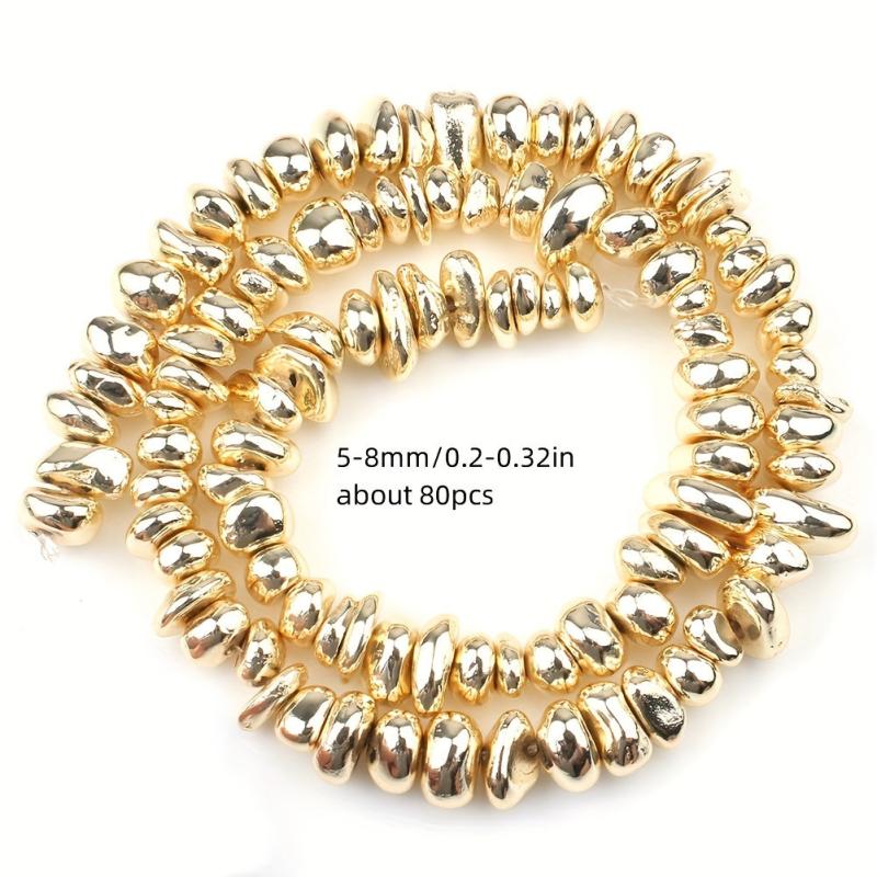 80pcs Golden & Silvery Hematite Beads for Jewelry Making DIY